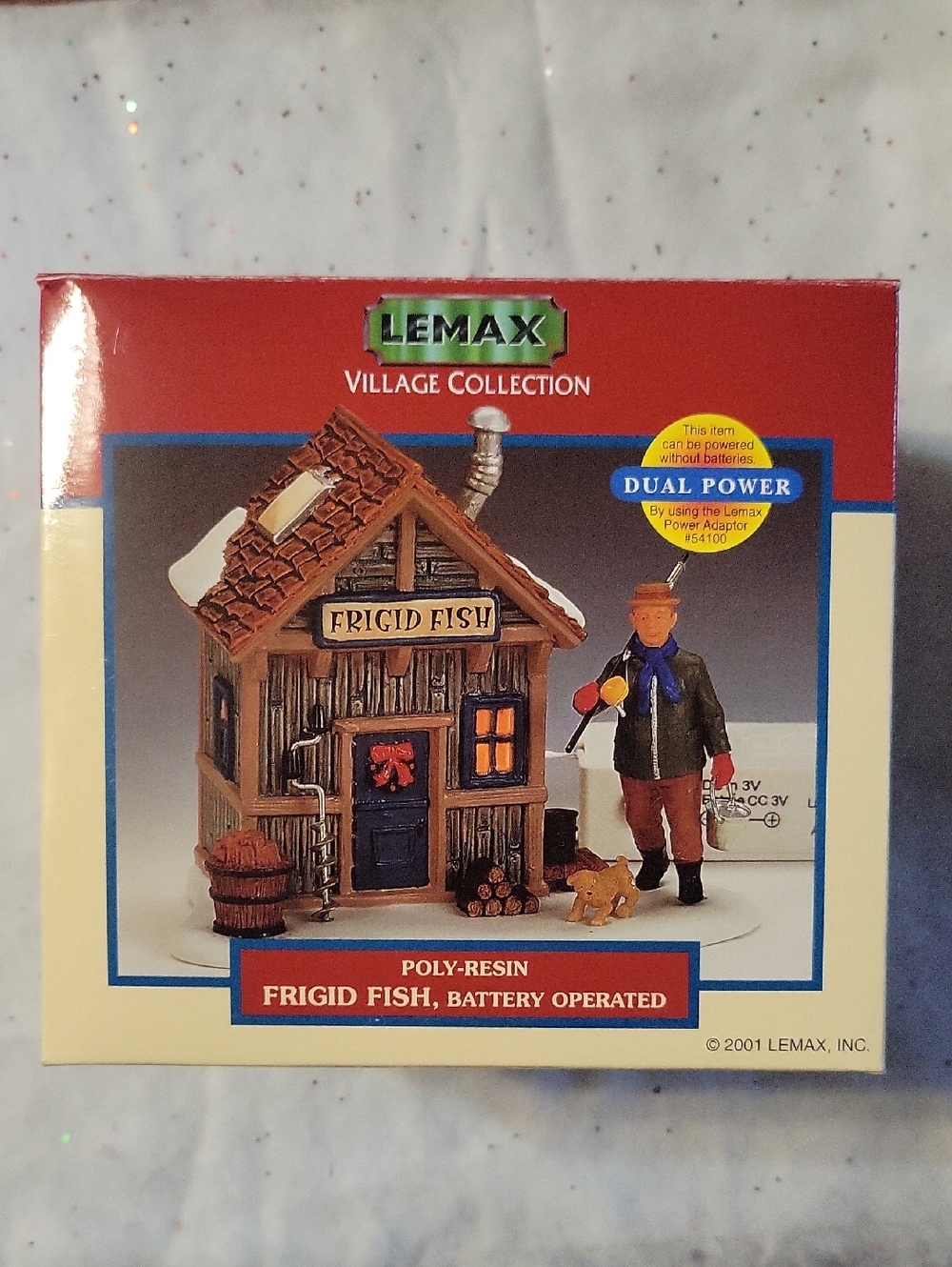 Vtg 2001 Lemax Village Collection Frigid Fish House Christmas Man Dog Fishing